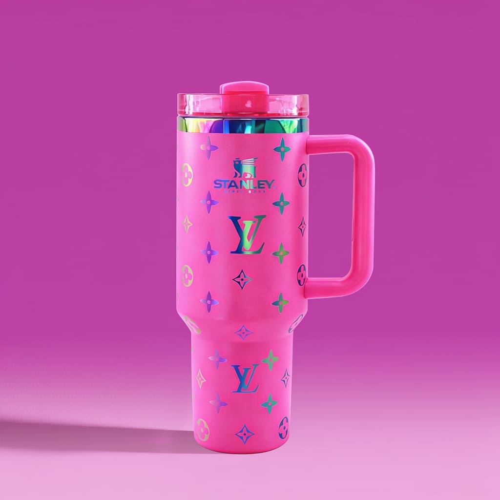 Pink Iridescent Monogram Tumbler