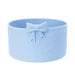 Light blue silicone bowl with a bow design on a white background