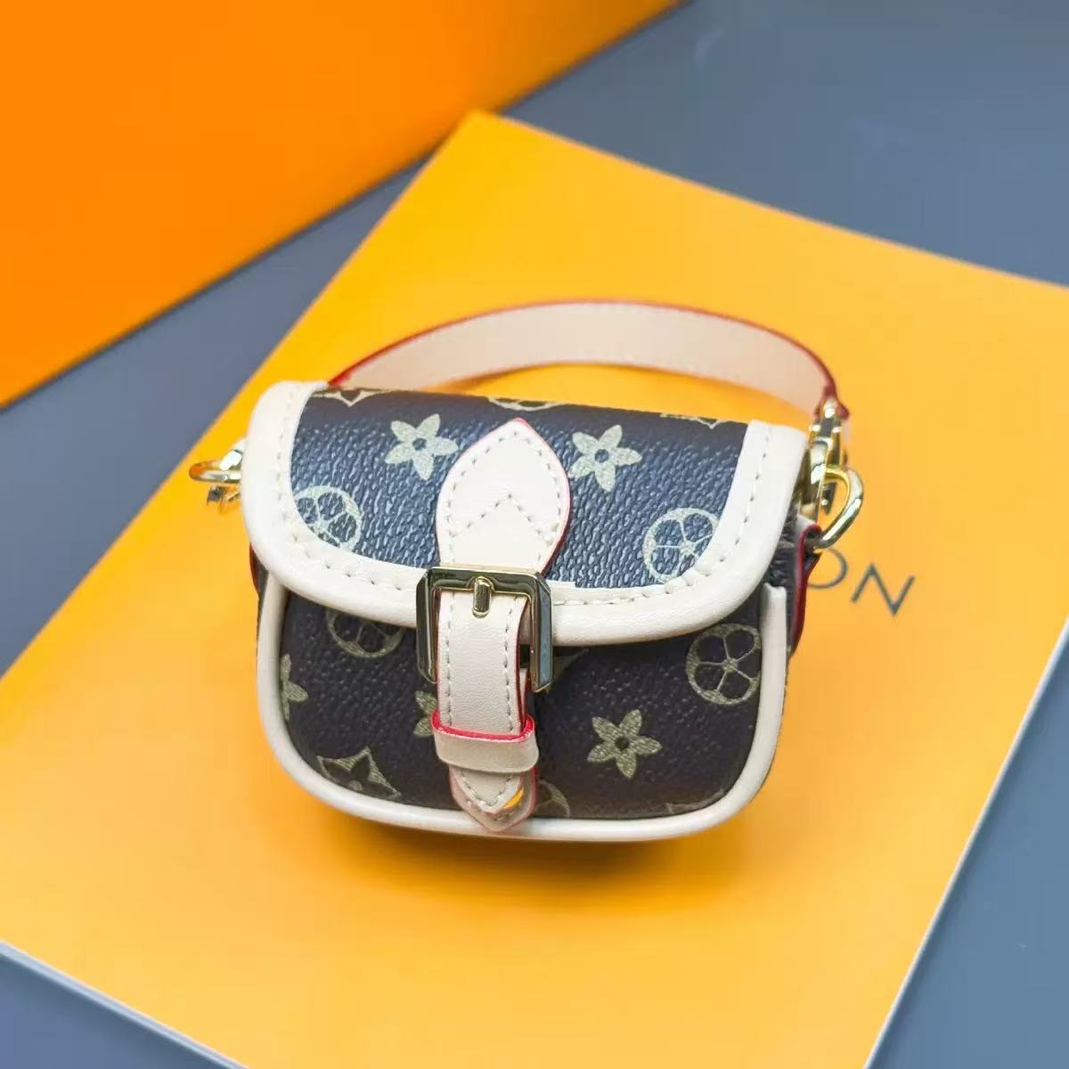 Small handbag with floral pattern on a colorful background