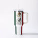 Travel mug with Mexican flag design on a white background